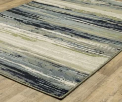 Sennon Blue & Green Streak Area Rug, (7.1' X 10')