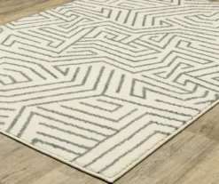 Senyor Beige & Gray Geometric Linework Area Rug, (2.3' X 7.6')