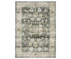 Chaim Charcoal & Beige Floral Area Rug, (2' X 3')