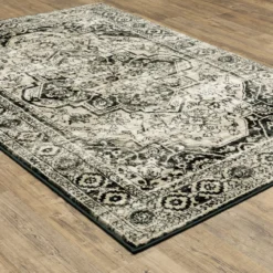 George Gray & Black Floral Medallion Area Rug -Cheap Home Store 810584849 11