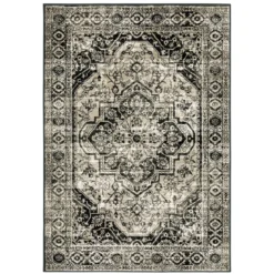George Gray & Black Floral Medallion Area Rug -Cheap Home Store 810584849