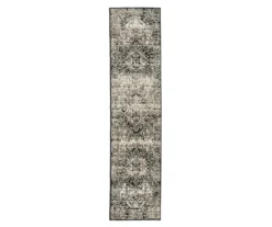 George Gray & Black Floral Medallion Area Rug