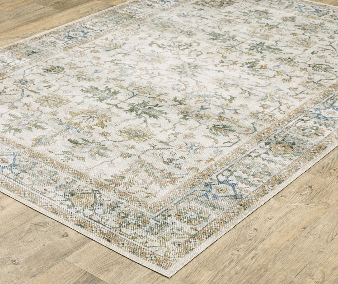 Chalkley Ivory & Green Floral Area Rug, (7.6' X 10') 4 Chalkley Ivory & Green Floral Area Rug, (7.6' X 10') - Image 2
