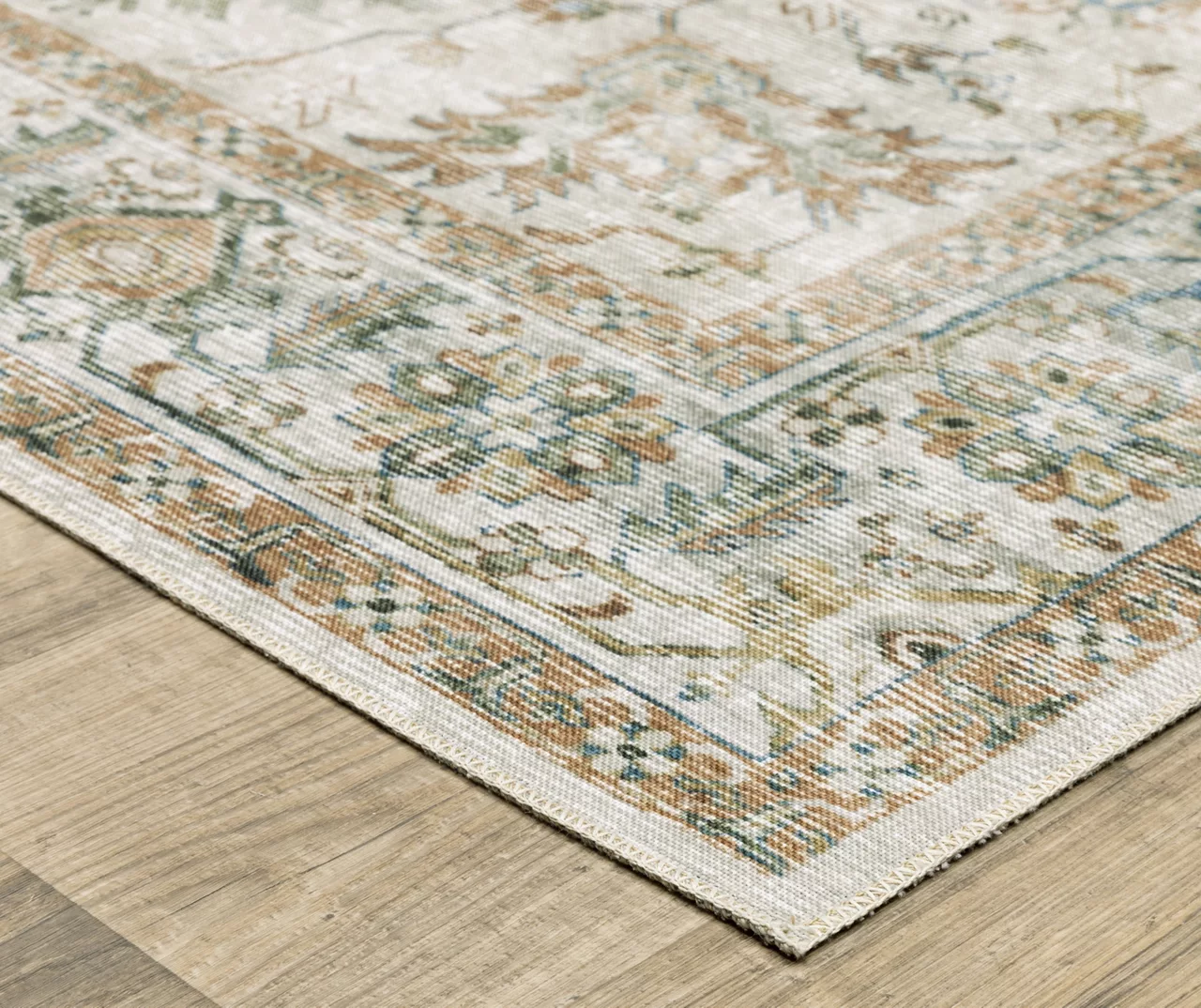 Chalkley Ivory & Green Floral Area Rug, (7.6' X 10') 5 Chalkley Ivory & Green Floral Area Rug, (7.6' X 10') - Image 3