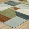 Braxton Beige, Blue & Rust Geometric Color Block Area Rug, (5.3' X 7.3')
