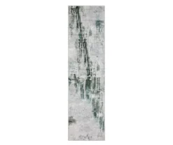 Malak Gray & Blue Abstract Area Rug, (2' X 8')