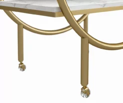 Amelia White Marble 2-Shelf Bar Cart -Cheap Home Store 810589212 2