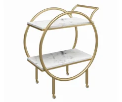 Amelia White Marble 2-Shelf Bar Cart