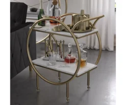Amelia White Marble 2-Shelf Bar Cart -Cheap Home Store 810589212 5