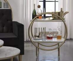 Amelia White Marble 2-Shelf Bar Cart -Cheap Home Store 810589212 6