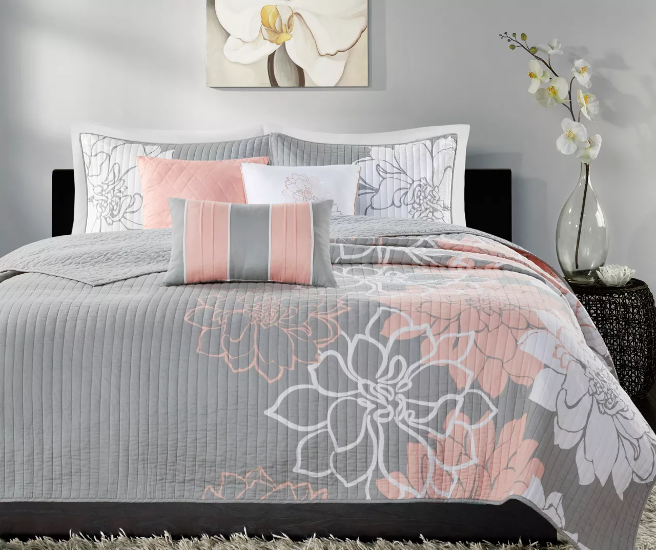 Jane Floral Reversible Cotton Coverlet Set 3 Jane Floral Reversible Cotton Coverlet Set