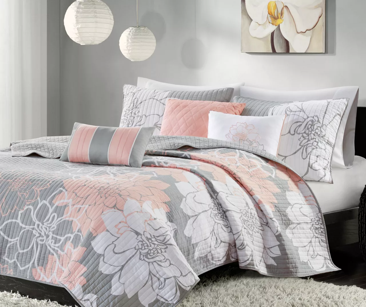 Jane Floral Reversible Cotton Coverlet Set 5 Jane Floral Reversible Cotton Coverlet Set - Image 3