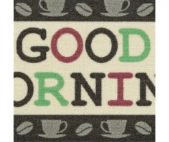"Good Morning" Gray & Cream Coffee Kitchen Rug, (30" X 18") -Cheap Home Store 810591260 3