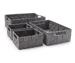 Gray Woven Strap Storage Bins, 4-Pack -Cheap Home Store 810593486 A0