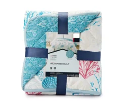 Real Living Grecian Getaway Blue Marine Life Reversible Microfiber Quilt -Cheap Home Store 810595668 1 A8