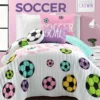 Lush Decor "Soccer" White, Turquoise & Pink Reversible Quilt Set -Cheap Home Store 810595758