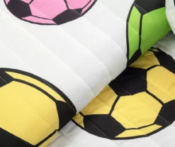 Lush Decor "Soccer" White, Turquoise & Pink Reversible Quilt Set -Cheap Home Store 810595759 2