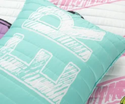 Lush Decor "Soccer" White, Turquoise & Pink Reversible Quilt Set -Cheap Home Store 810595759 4