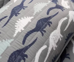 Navy & Gray Dinosaur Reversible Twin 2-Piece Quilt Set -Cheap Home Store 810596002 3