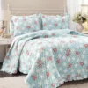 Lush Decor Blue & Blush Floral Ruffle-Trim Reversible Quilt Set -Cheap Home Store 810596027