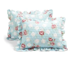 Lush Decor Blue & Blush Floral Ruffle-Trim Reversible Quilt Set -Cheap Home Store 810596027 6