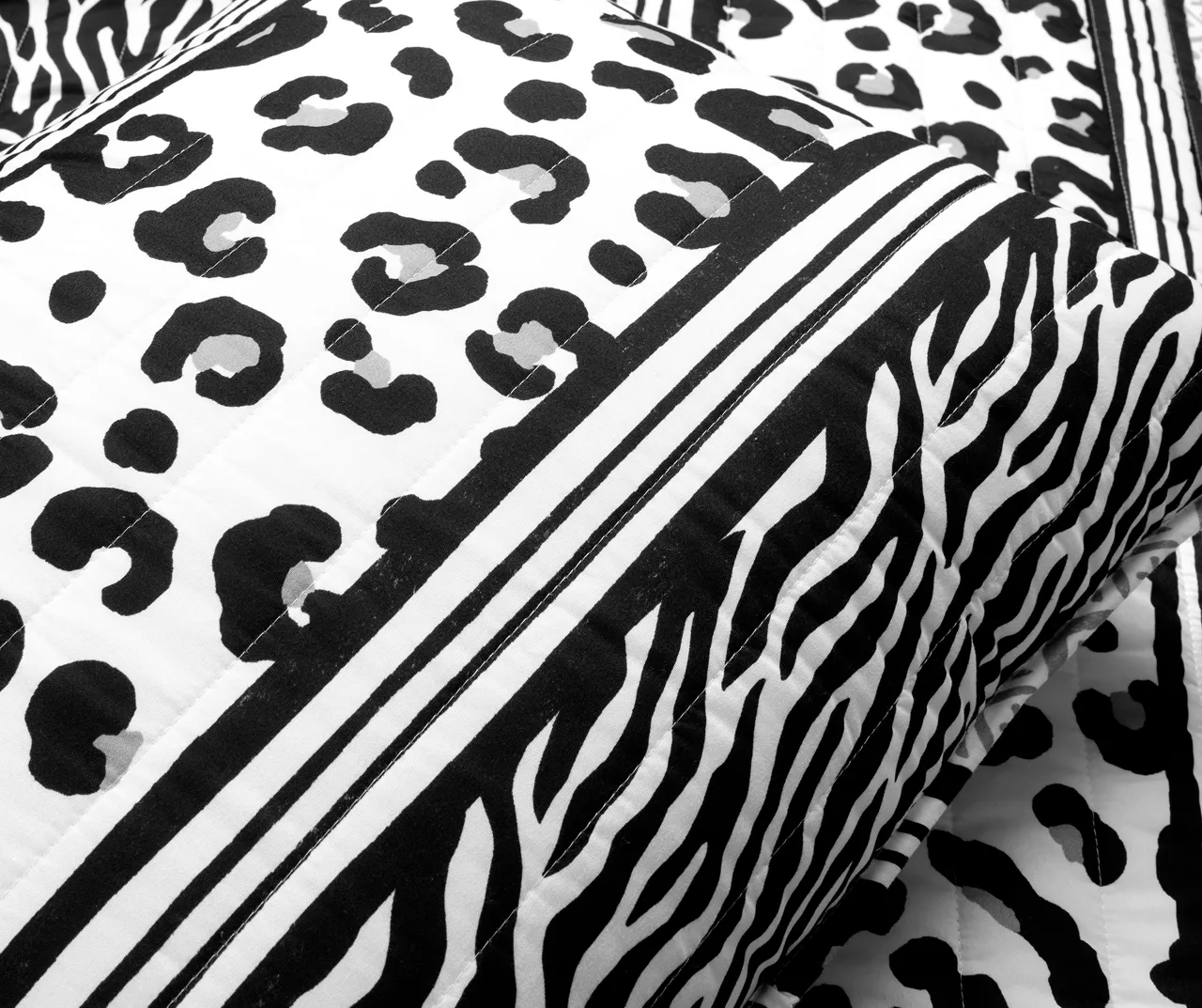 Lush Decor Black & White Animal Print Pattern Block Reversible Quilt Set 14 Lush Decor Black & White Animal Print Pattern Block Reversible Quilt Set - Image 12