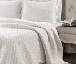 Ella White Ruffle & Lace-Trim Full/Queen 3-Piece Quilt Set -Cheap Home Store 810596069 2