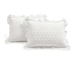 Ella White Ruffle & Lace-Trim Full/Queen 3-Piece Quilt Set -Cheap Home Store 810596069 6