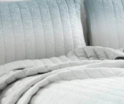 Blue & Gray Crinkle Ombre Full/Queen 3-Piece Quilt Set -Cheap Home Store 810596077 2