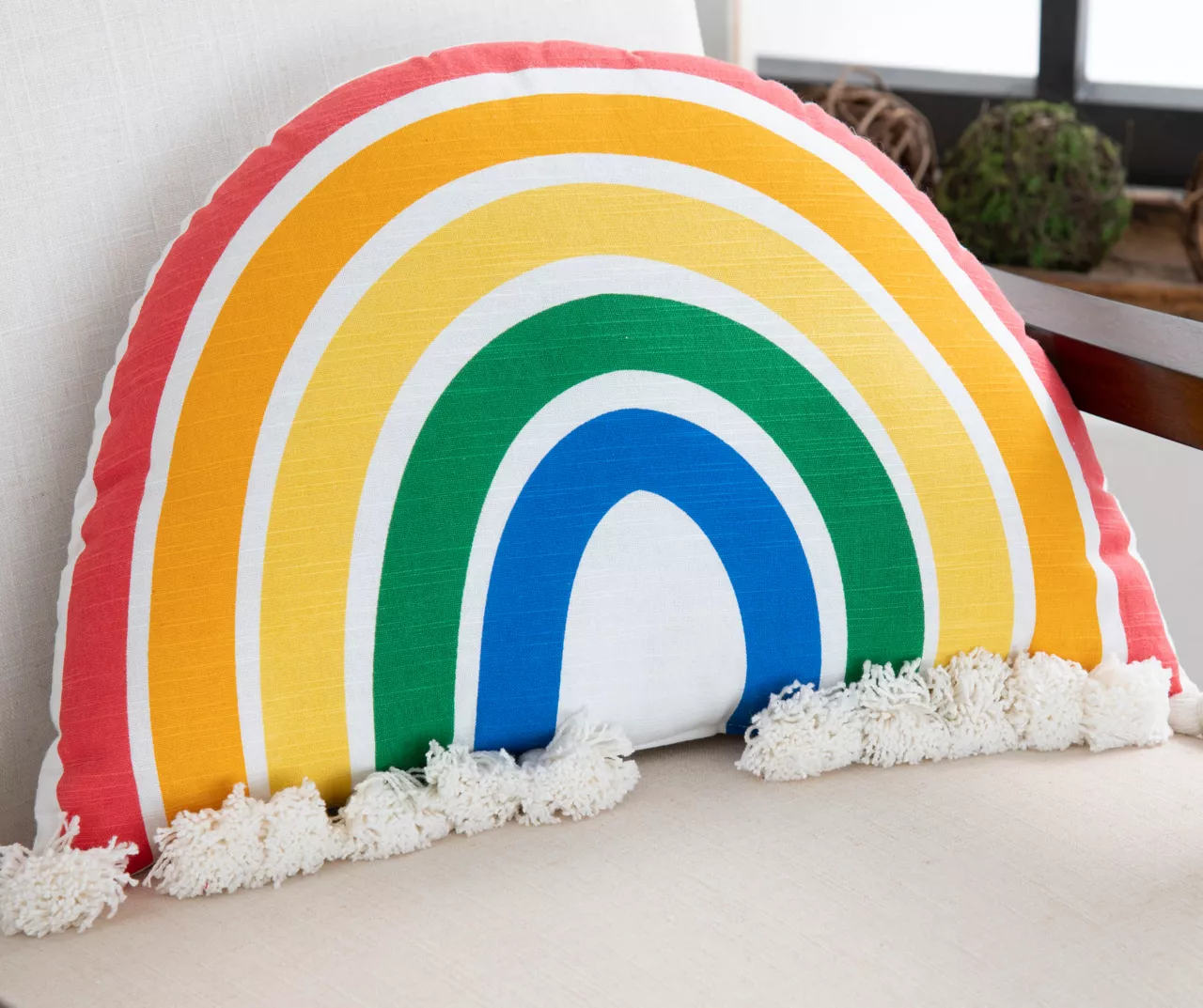 White Multi-Color Rainbow Shaped Throw Pillow 4 White Multi-Color Rainbow Shaped Throw Pillow - Image 2