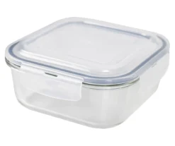 Clear & Indigo Glass Square Food Storage Container, (40 Oz.)