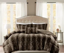 Marselle Stripe Faux Fur 4-Piece Comforter Set -Cheap Home Store 810598182 810598183 1