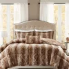 Marselle Stripe Faux Fur 4-Piece Comforter Set -Cheap Home Store 810598184 810598185 1