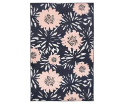 Flower Burst Navy & Peach Area Rug, (5' X 8')