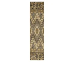 Sage Hollow Gray & Brown Geometric Area Rug, (2' X 8')