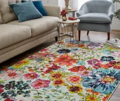 White, Yellow & Red Blossoms Area Rug, (3' 4" X 5') -Cheap Home Store 810600509 A0 3