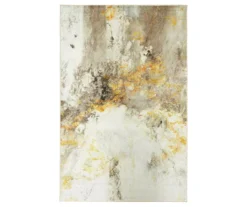 Gold Vein Gray & Yellow Abstract Area Rug, (2.5' X 4' 2")