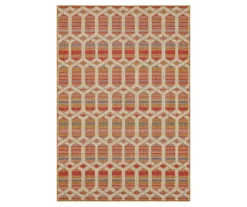 Cabana Rust & Tan Geometric Outdoor Area Rug, (4' X 5.5')