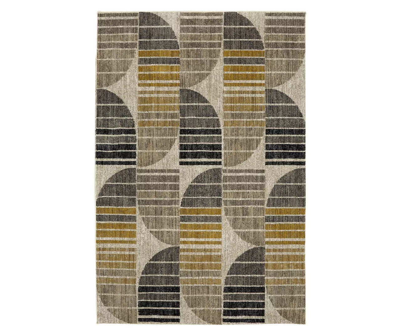 Crescent Oyster Taupe & Mustard Abstract Area Rug, (8' X 11') 3 Crescent Oyster Taupe & Mustard Abstract Area Rug, (8' X 11')