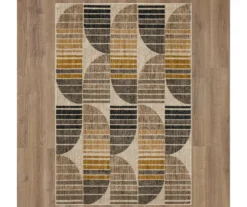 Crescent Oyster Taupe & Mustard Abstract Area Rug, (8' X 11') 12 Crescent Oyster Taupe & Mustard Abstract Area Rug, (8' X 11') -Cheap Home Store 810600689 A0 2
