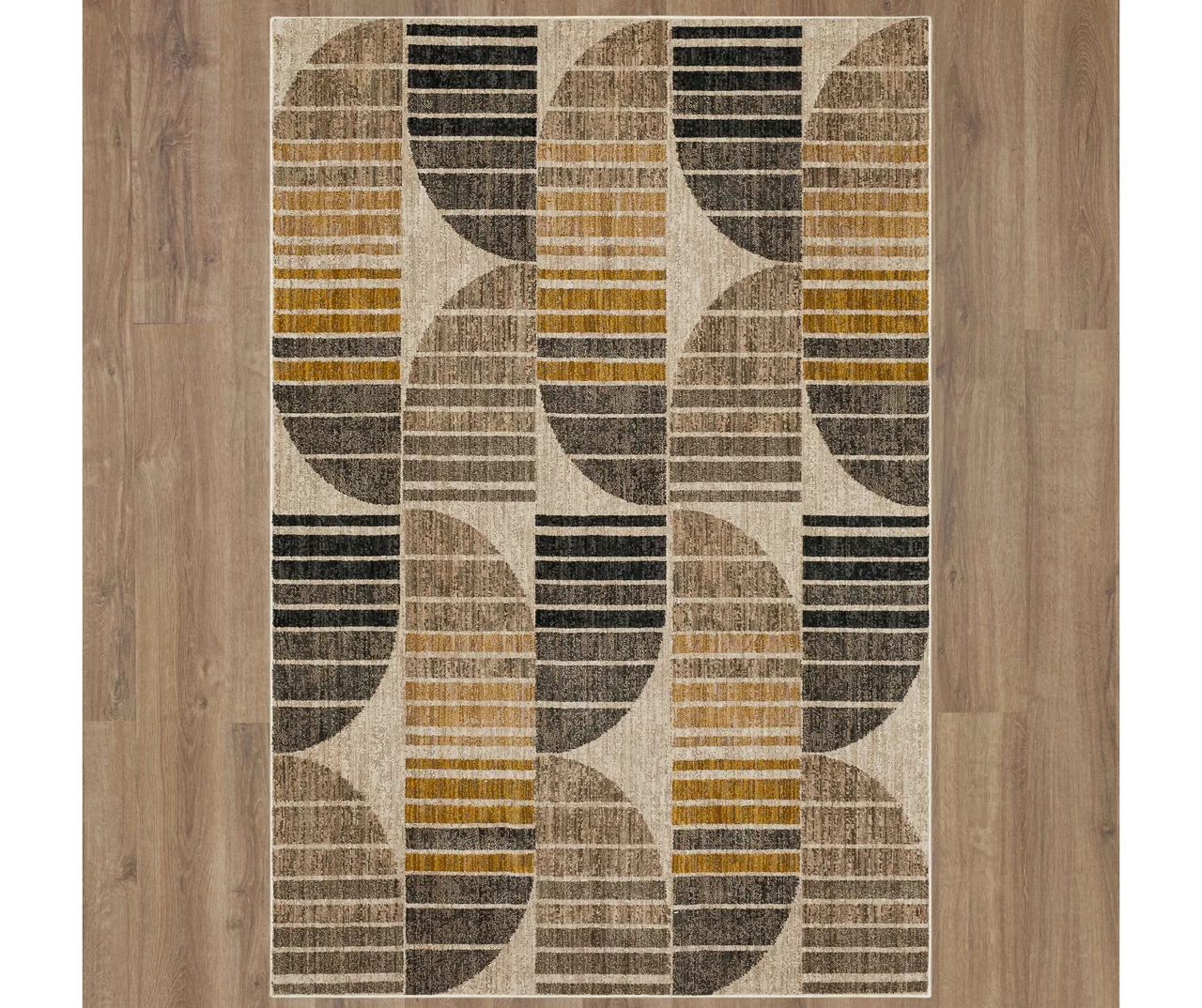 Crescent Oyster Taupe & Mustard Abstract Area Rug, (8' X 11') 6 Crescent Oyster Taupe & Mustard Abstract Area Rug, (8' X 11') - Image 4