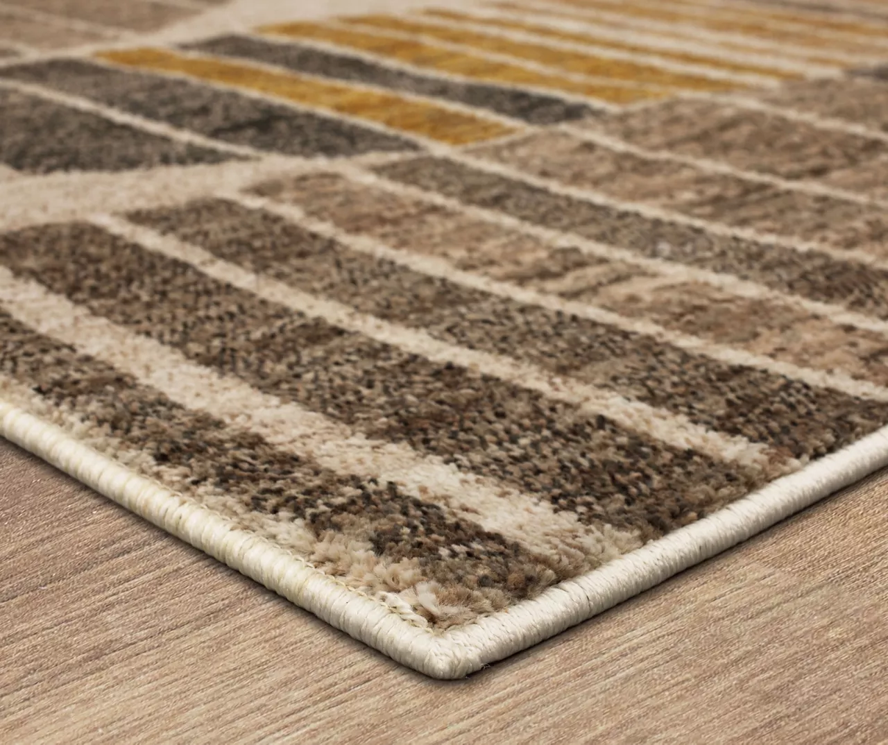 Crescent Oyster Taupe & Mustard Abstract Area Rug, (8' X 11') 4 Crescent Oyster Taupe & Mustard Abstract Area Rug, (8' X 11') - Image 2