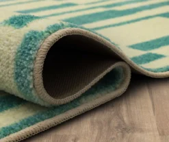 Augusta Light Blue & Beige Offset Stripe Area Rug, (8' X 10') -Cheap Home Store 810600950 A8 5