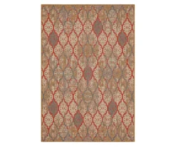 Paradise Grove Rust & Gray Arabesque Outdoor Area Rug, (4' X 5.5')