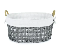 Gray Oval Basket With Linen Liner 10 Gray Oval Basket With Linen Liner -Cheap Home Store 810601801
