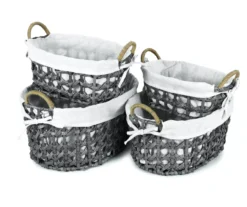 Gray Oval Basket With Linen Liner 11 Gray Oval Basket With Linen Liner -Cheap Home Store 810601801 810601802 810601803 8106018014