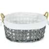 Gray Oval Basket With Linen Liner 2 Gray Oval Basket With Linen Liner -Cheap Home Store 810601802