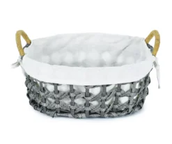 Gray Oval Basket With Linen Liner 8 Gray Oval Basket With Linen Liner -Cheap Home Store 810601803