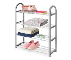 Gray 4-Tier Metal Shoe Rack