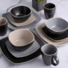 Taupe & Black Matte Two-Tone 16-Piece Dinnerware Set -Cheap Home Store 810607785